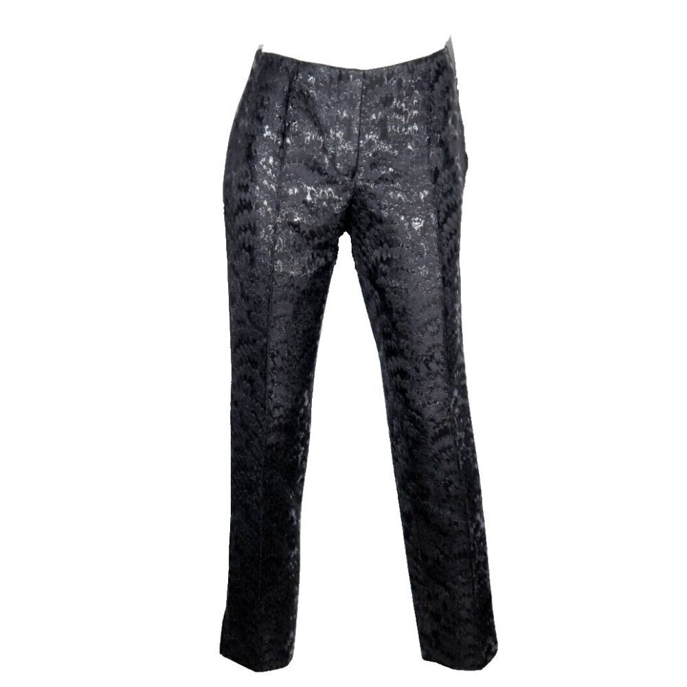 Dolce&Gabbana Women IT40 US4 Black Jacquard Pants Brocade Pleated Trouser $1695